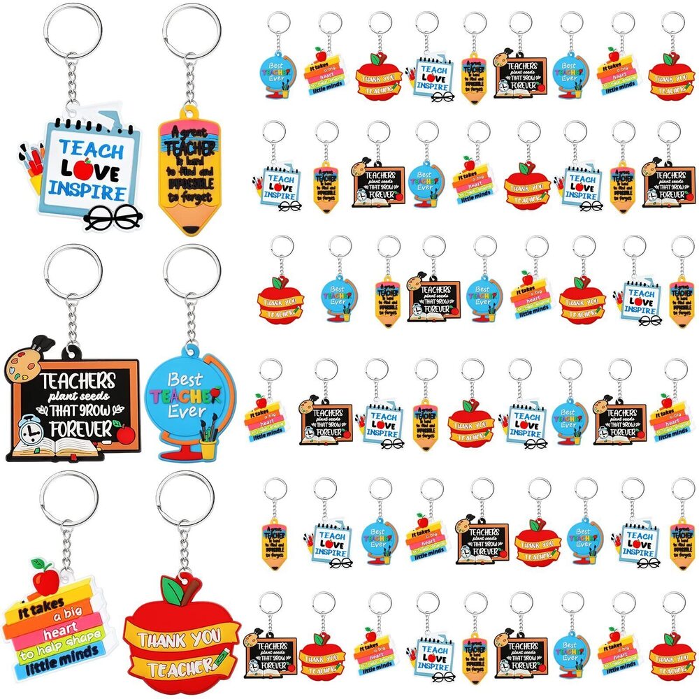 6652 60 Pcs Teacher Keychain Bulk Teacher Appreciation Gifts in Bulk Thank